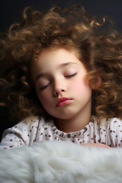 cute child, kid sleeping in bed. The baby rests at night or during the day.