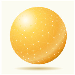 vector background with golden triangulated sphere, network abstract template - 760803776