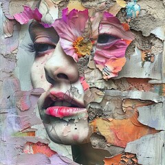 fading gaze: the haunting beauty of a painted face on a crumbling wall