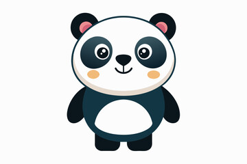 panda cartoon and flat color on white background.
