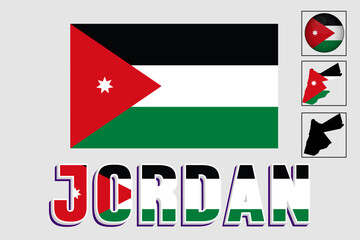 Jordan map and flag in vector illustration