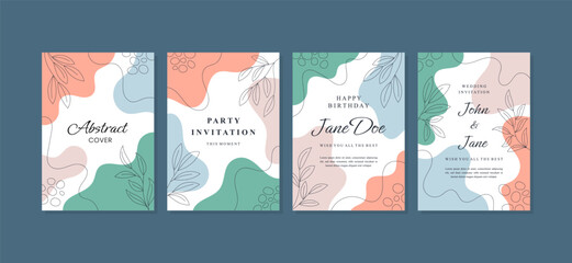 Set of abstract creative artistic templates with spring season concept. Universal cover Designs for Annual Report, Brochures, Flyers, Presentations, Leaflet, Magazine