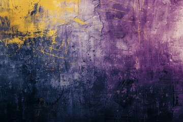 Grunge Background Texture in the Colors Royal Purple, Lemon Yellow and Charcoal created with Generative AI Technology