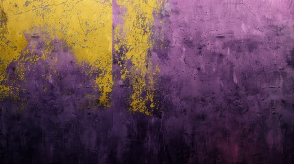 Grunge Background Texture in the Colors Royal Purple, Lemon Yellow and Charcoal created with Generative AI Technology - obrazy, fototapety, plakaty