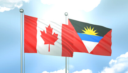 Canada and Antigua Barbuda Flag Together A Concept of Realations