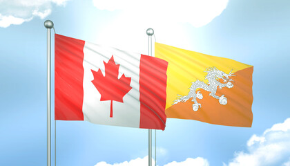 Canada and Bhutan Flag Together A Concept of Realations