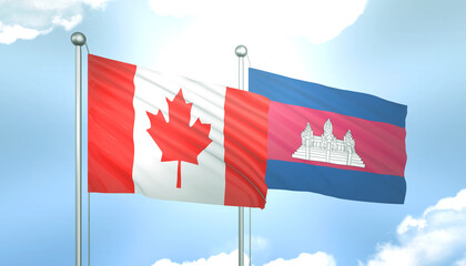 Canada and Cambodia Flag Together A Concept of Realations