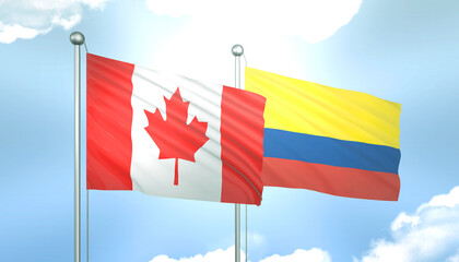 Canada and Colombia Flag Together A Concept of Realations