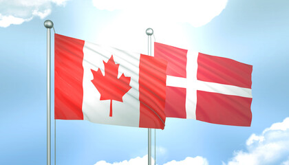 Canada and Denmark Flag Together A Concept of Realations