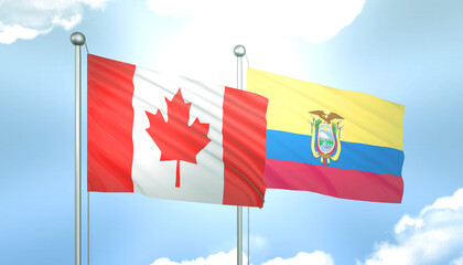 Canada and Ecuador Flag Together A Concept of Realations