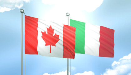 Canada and Italy Flag Together A Concept of Realations