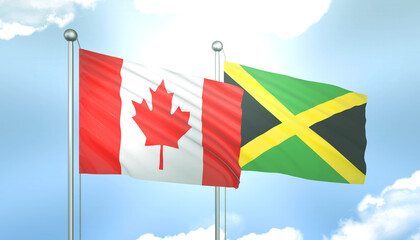 Canada and Jamaica Flag Together A Concept of Realations