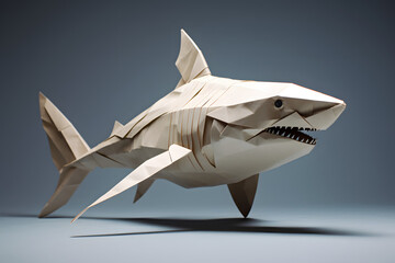 Paperstyle origami shark, paperstyle shark, underwater animal, origami shark