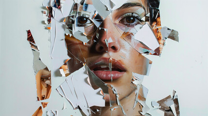a fragmented portrait of a woman