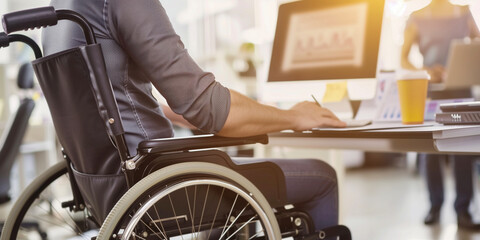 Fototapeta premium Office work with a wheelchair