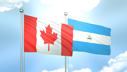 Canada and Nicaragua Flag Together A Concept of Realations