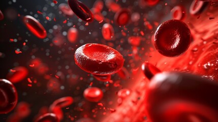 Blood cells in vein. Blood cells with red blood cells