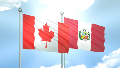 Canada and Peru Flag Together A Concept of Realations