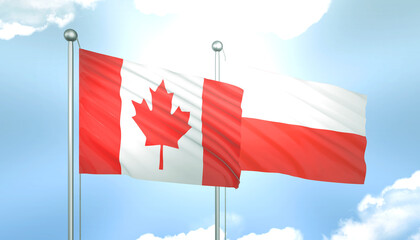 Canada and Poland Flag Together A Concept of Realations