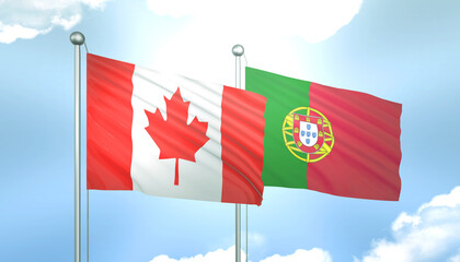 Canada and Portugal Flag Together A Concept of Realations