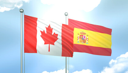 Canada and Spain Flag Together A Concept of Realations