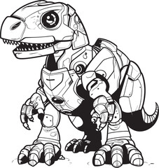 RoboRex Playful Robot Dinosaur Icon DinoDroid Dynamic Cartoon Dinosaur Logo