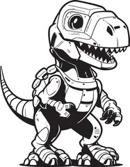 T Rex Tech Dynamic Robot Dinosaur Logo CyberSaur Futuristic Cartoon Dino Robot Emblem
