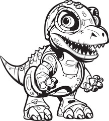 DinoDroid Dynamic Cartoon Dinosaur Logo MechSaur Futuristic Robot Dinosaur Symbol