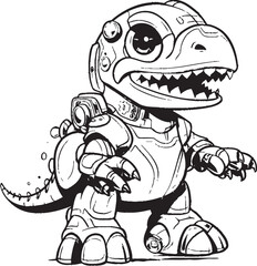 MechSaur Futuristic Robot Dinosaur Symbol T Rex Tech Digital Cartoon Dino Robot Icon