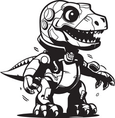 T Rex Tech Digital Cartoon Dino Robot Icon CyberSaurus Dynamic Robot Dinosaur Emblem