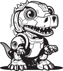 RoboRaptor Playful DinoBot Symbol DinoMech Futuristic Cartoon Robot Dinosaur Logo