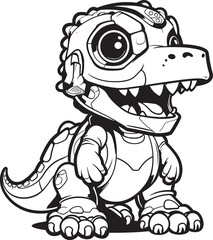 TechTyranno Dynamic Dino Mech Icon CyberSaur Futuristic Robot Dinosaur Logo