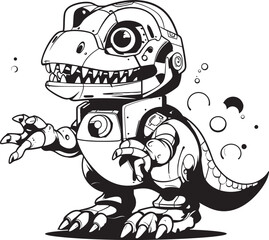 DinoBots Futuristic Cartoon Dinosaur Icon T Rex Tech Playful Robot Dinosaur Logo