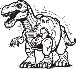 T Rex Tech Playful Robot Dinosaur Logo CyberSaur Dynamic Cartoon Dino Robot Symbol