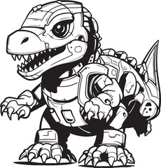 CyberSaur Dynamic Vector Logo of Robot Dinosaur RoboRex Futuristic Robot Dinosaur Icon Design