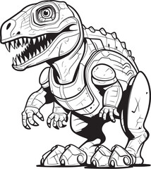 DinoMech Futuristic Robot Dinosaur Icon Design TechTyranno Playful Cartoon Dinosaur Robot Emblem