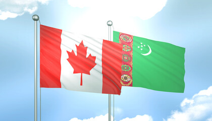 Canada and Turkmenistan Flag Together A Concept of Realations