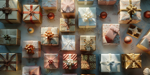 Fototapeta premium many colorful gifts from above 