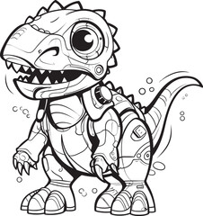 Obraz premium CyberSaur Playful Cartoon Dinosaur Robot Emblem RoboRex Dynamic Vector Icon of Robotic Dinosaur