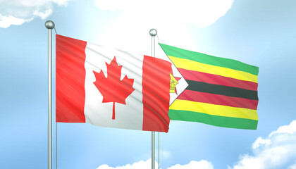 Canada and Zimbabwe Flag Together A Concept of Realations