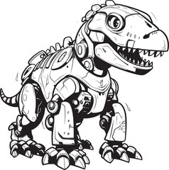 CyberSaurus Futuristic Robot Dinosaur Icon Design RoboRaptor Playful Cartoon Dinosaur Robot Emblem