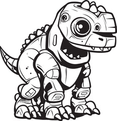 DinoBotic Futuristic Robot Dinosaur Icon Design T Rex Tech Playful Cartoon Dinosaur Robot Emblem