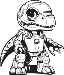 TechTyranno Futuristic Robot Dinosaur Logo Design CyberSaur Playful Cartoon Dinosaur Robot Symbol