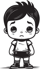 Teary Tommy Teary Eyed Cartoon Boy Logo Design Miserable Murray Miserable Little Boy Vector Icon