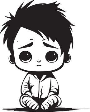 recommend clip art: Mournful Max Despondent Little Boy Logo Pensive Pete Reflective Little Boy Vector Icon