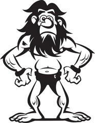 Clubber Carl Club Wielding Caveman Emblem StoneSlammer Sam Determined Cartoon Caveman Symbol