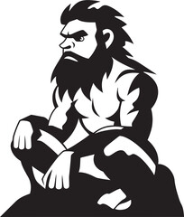 Clubber Clyde Strong Caveman Vector Icon Boulder Buddy Friendly Cartoon Caveman Emblem