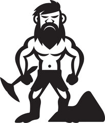 Boulder Boris Brave Cartoon Caveman Emblem Caveman Chuck Smiling Caveman Symbol