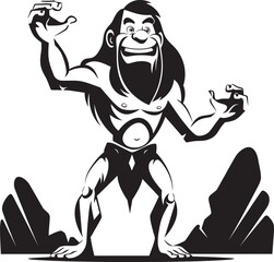 Mammoth Mike Courageous Cartoon Caveman Emblem Rocksteady Ron Steadfast Caveman Symbol