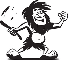 Primitive Pete Primitive Caveman Vector Icon StoneSlammer Stan Determined Cartoon Caveman Emblem